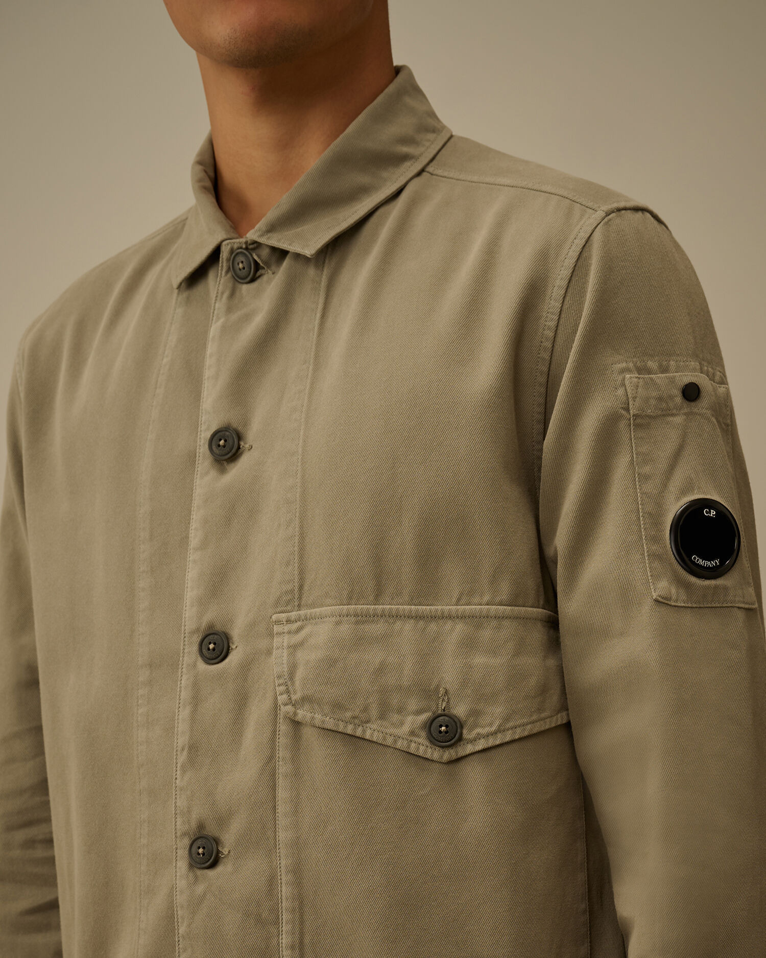Vintage Army Structure Lens Button Overshirt - 5