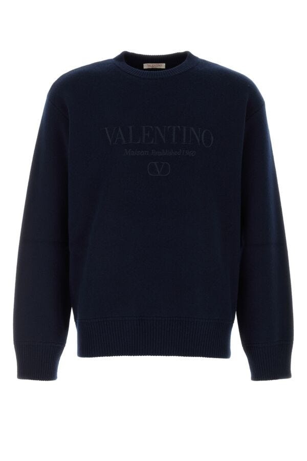 Valentino Garavani Man Dark Blue Wool Sweater - 1