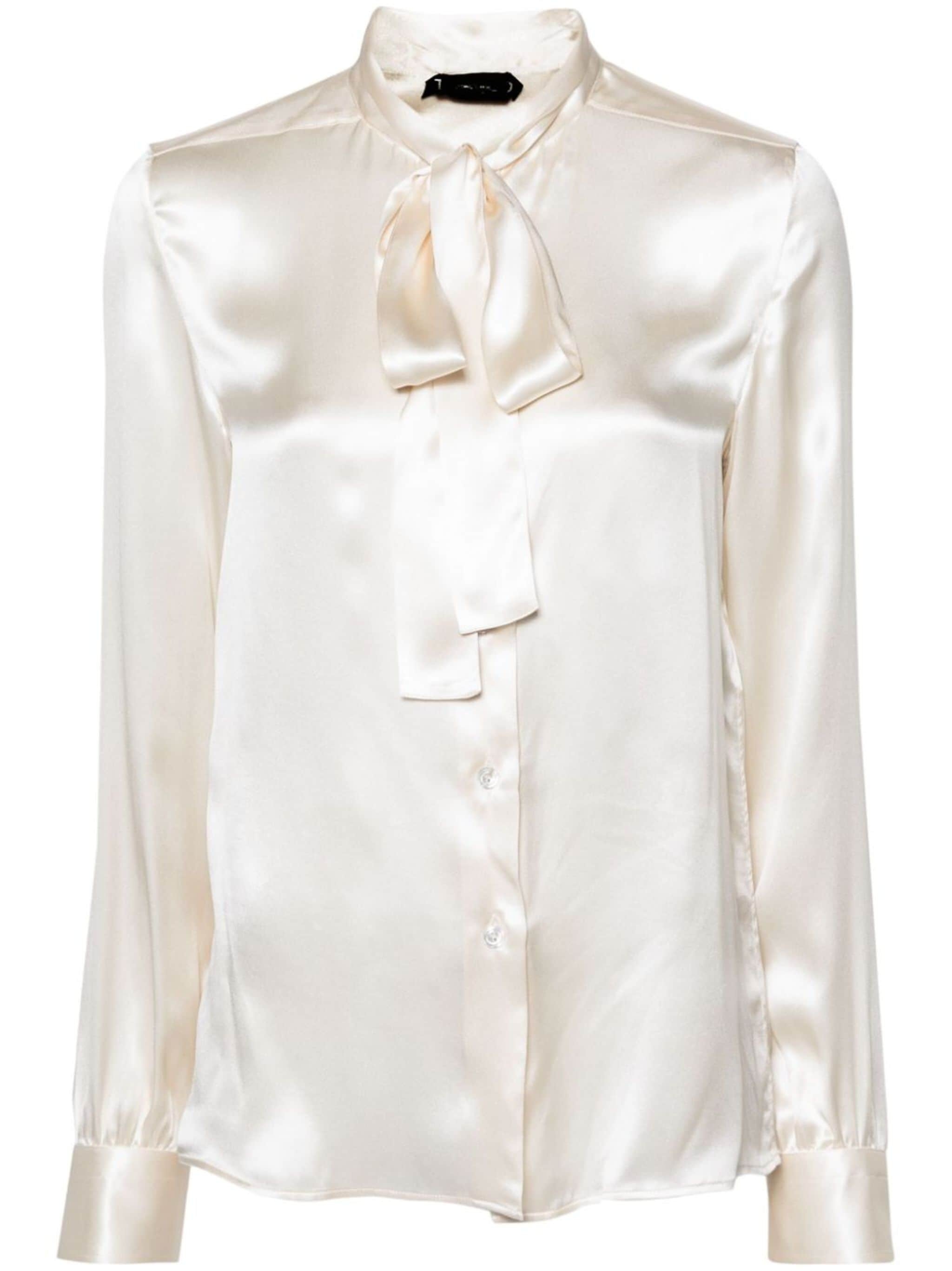 pussy-bow collar silk shirt - 1