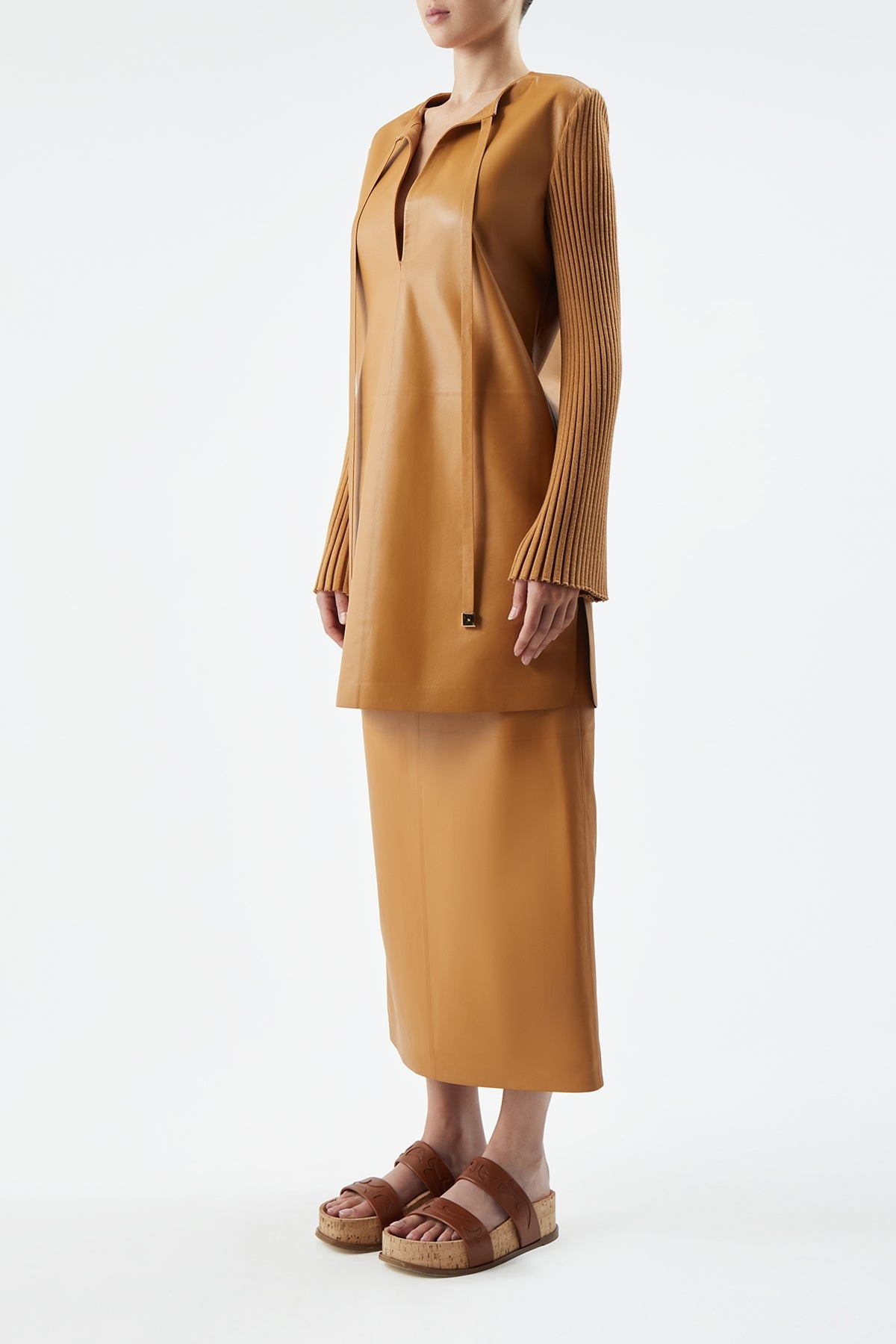 Beko Dress in Cashew Leather - 3