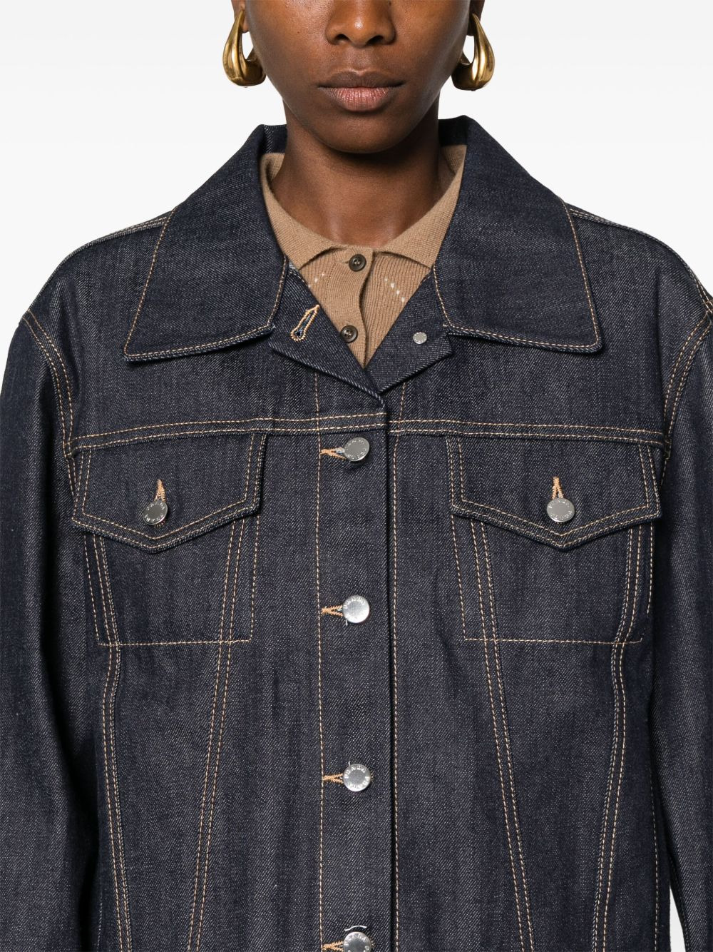 triangle logo denim jacket - 5