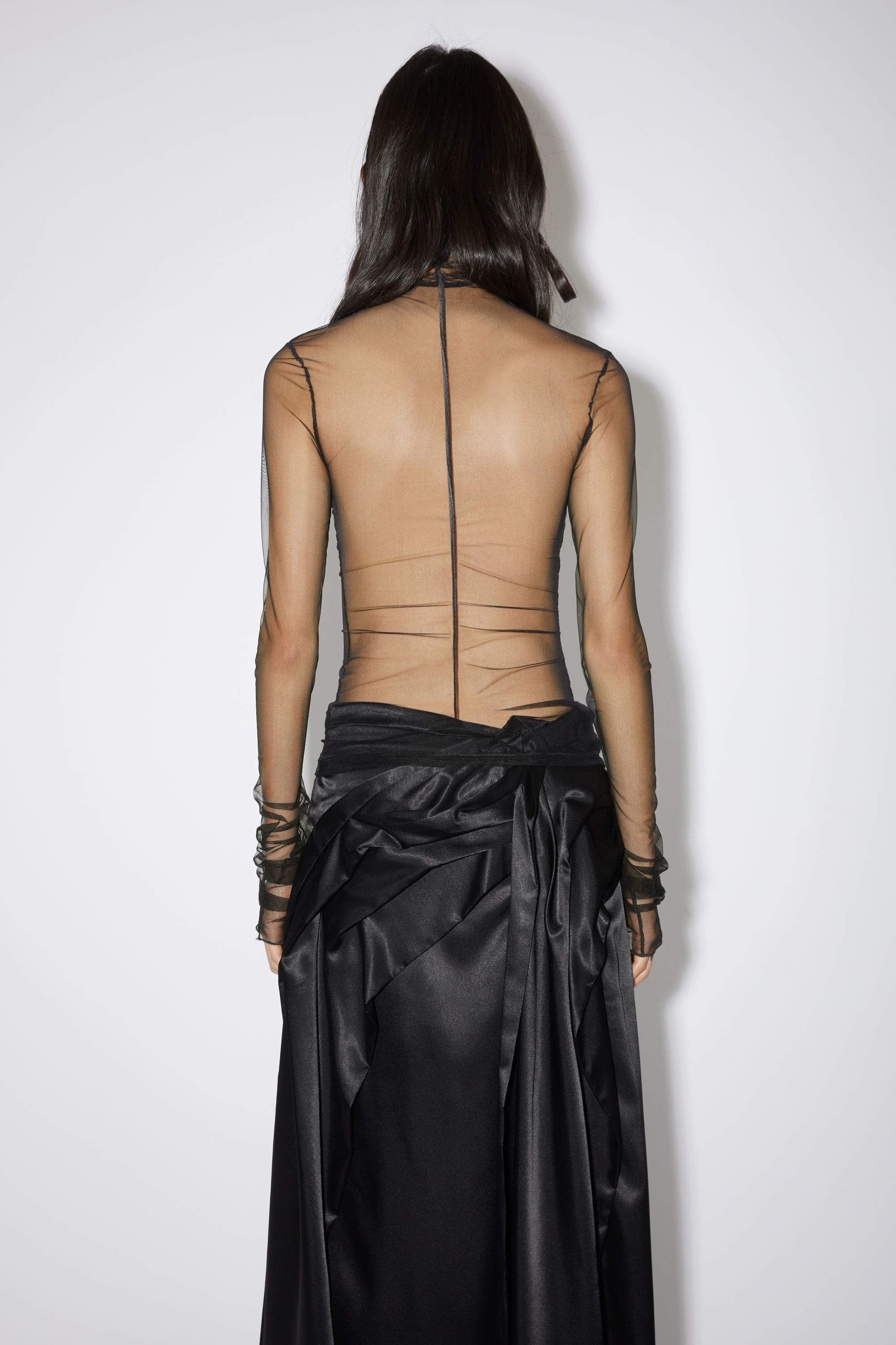 Draped bow top - Black - 3
