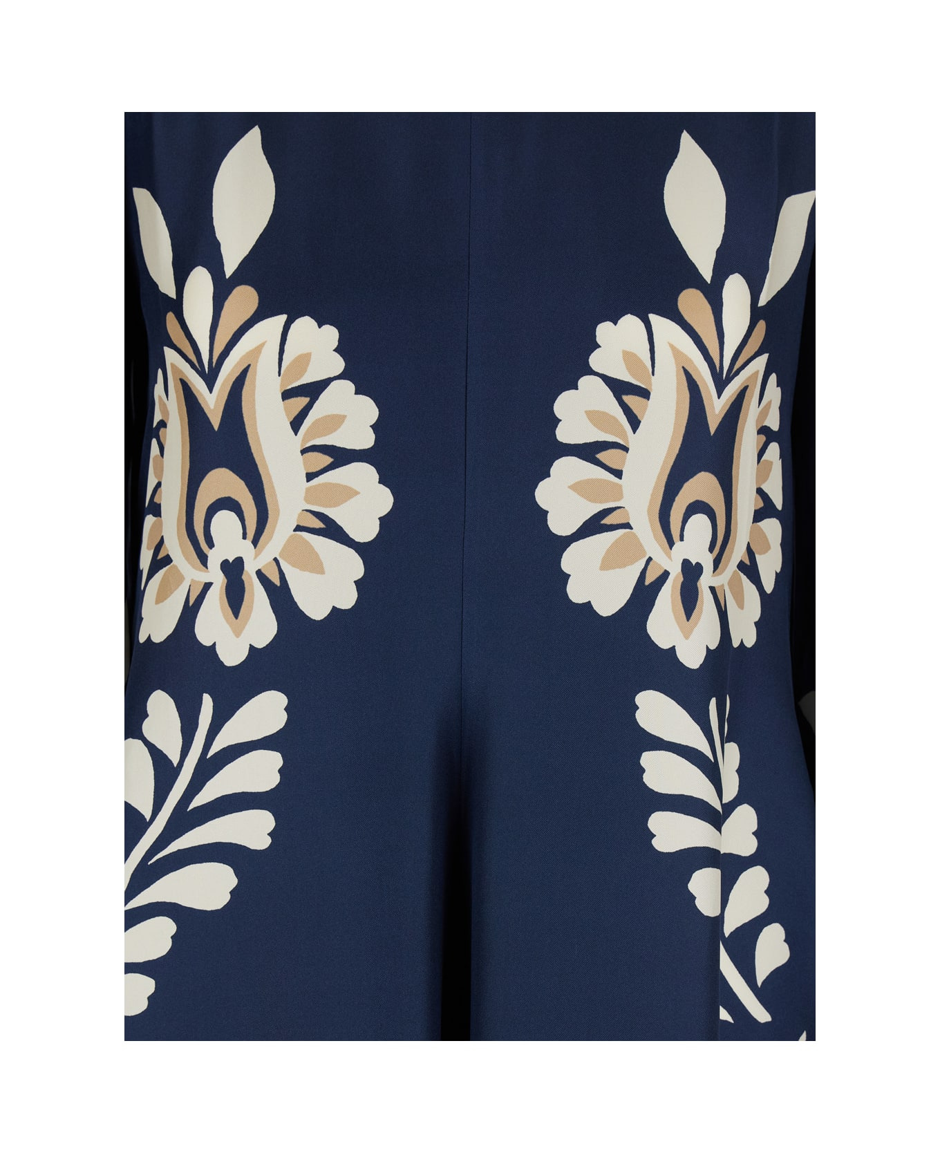 Multicolor Long Dress With V-neck And Floral Motif In Silk Woman - 3