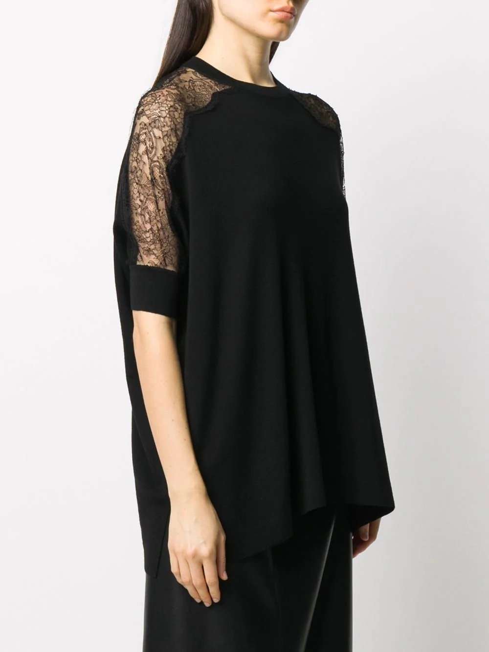 lace panel detail knitted top - 3