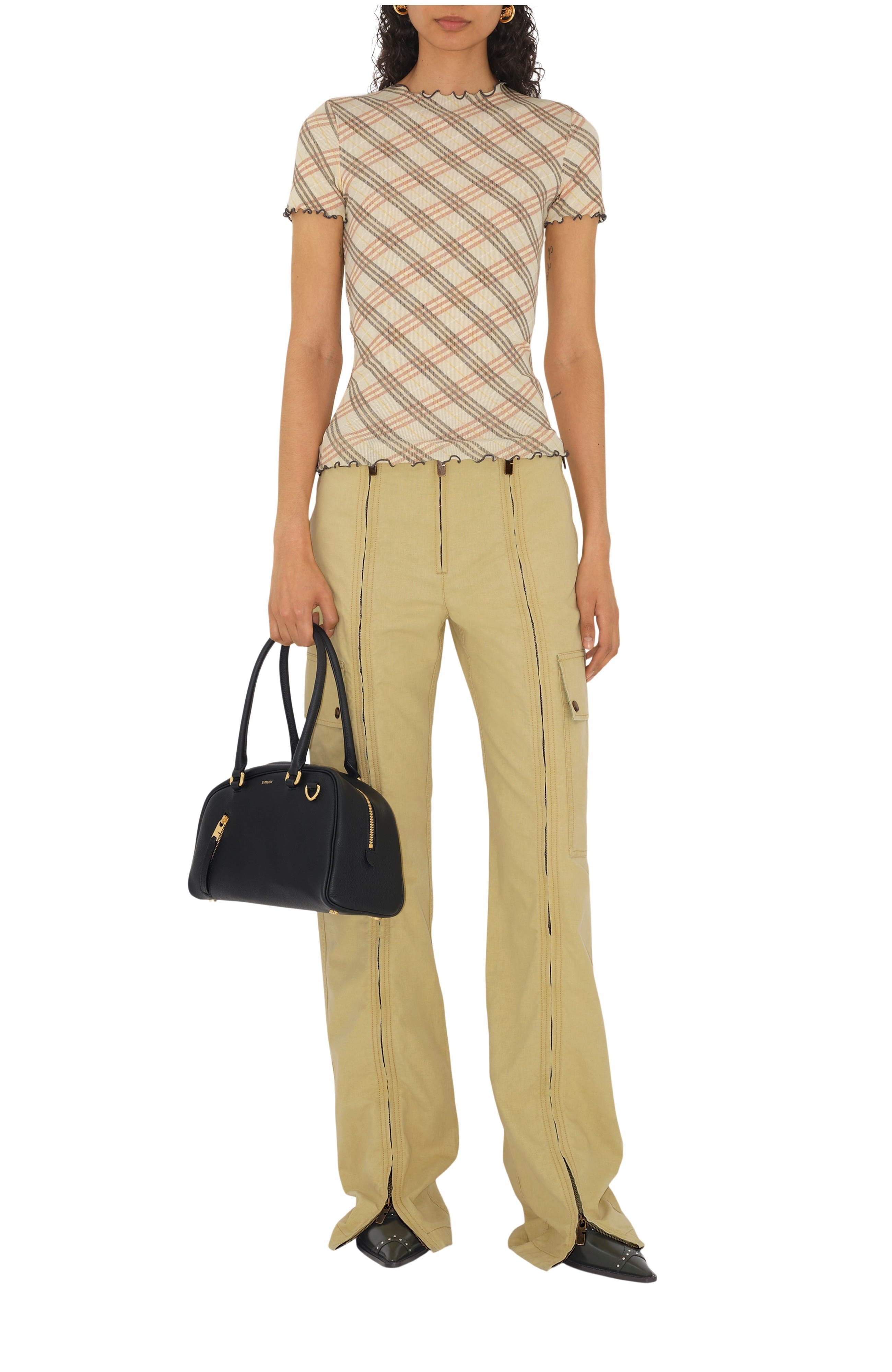 burberry Check Stretch Cotton T-shirt in Teacup at Nordstrom - 1