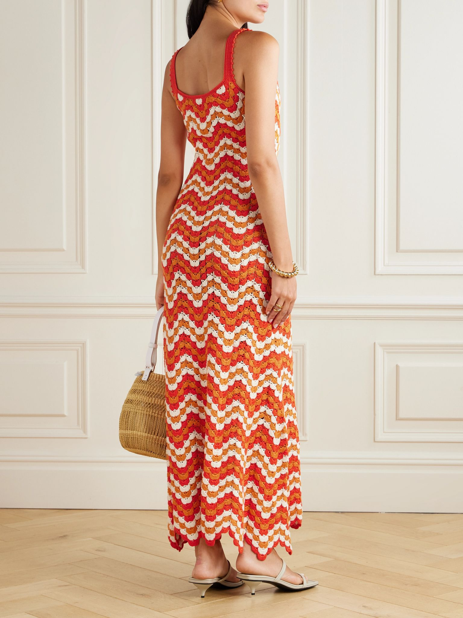 Marea crocheted cotton maxi dress Orange - 3