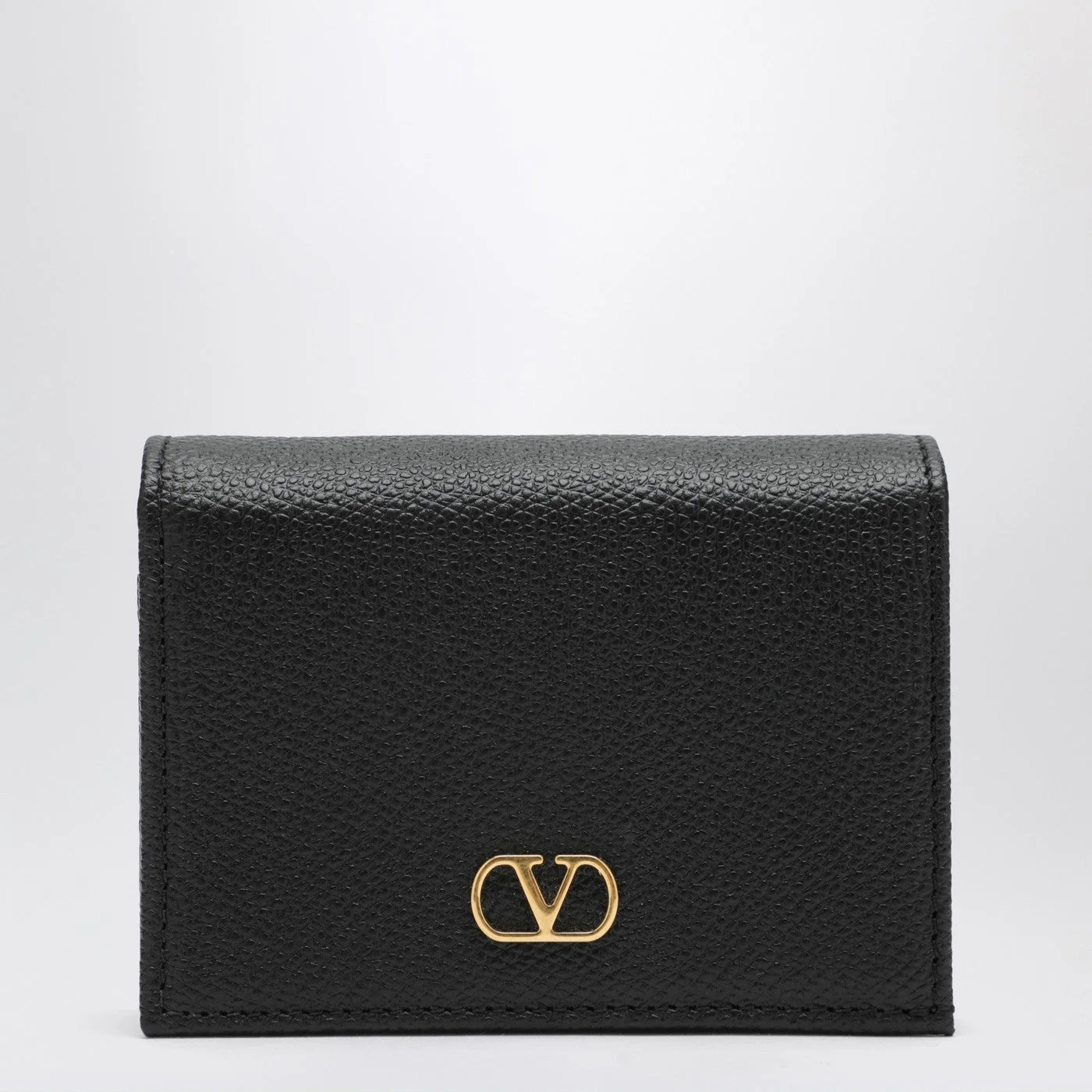 Signature black leather VLogo wallet - 1