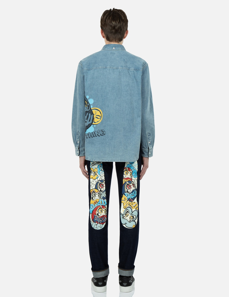 EVISU GRAFFITI DARUMA PRINT DENIM SHIRT outlook
