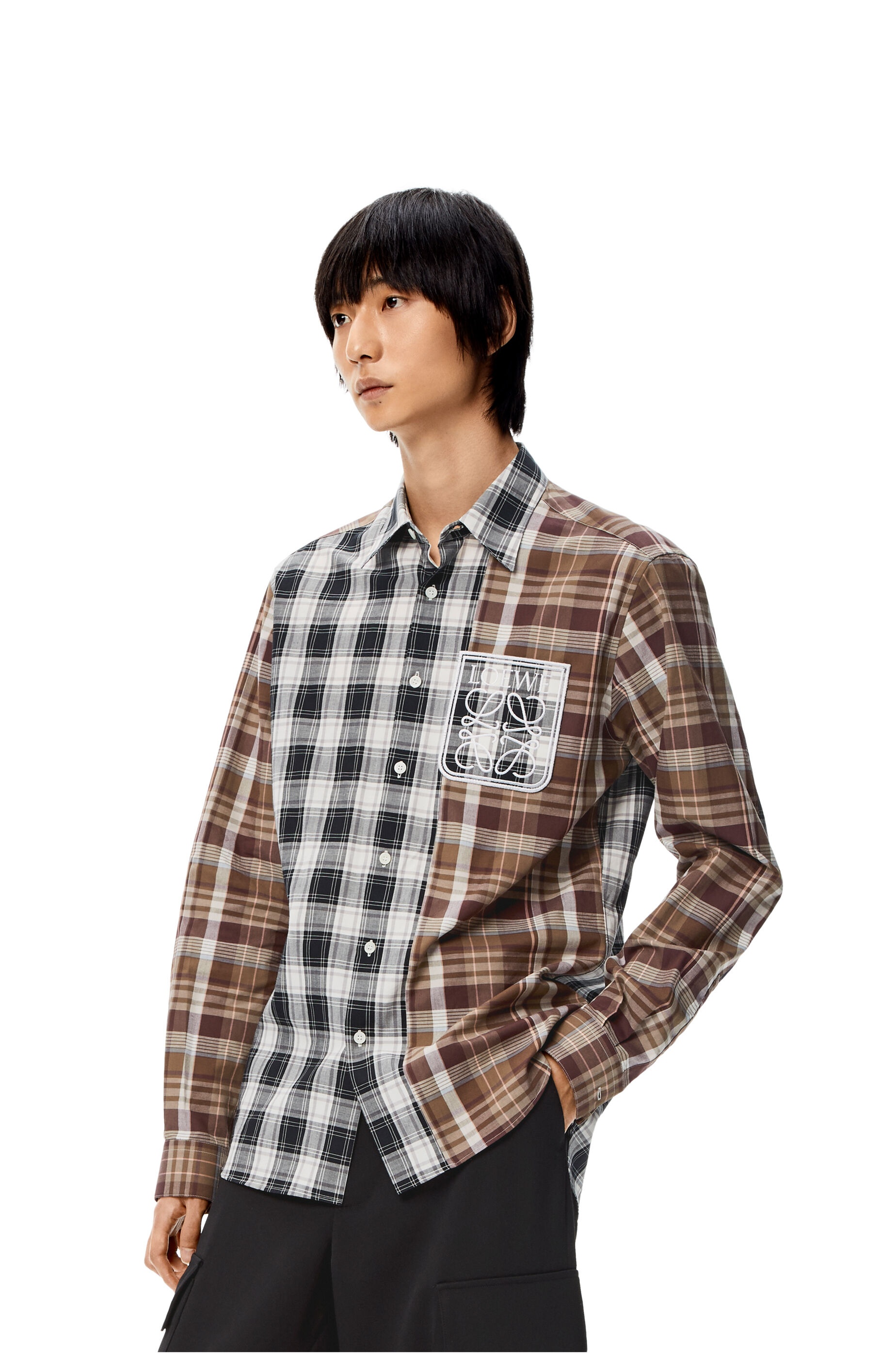 Patchwork check shirt in cotton - 3