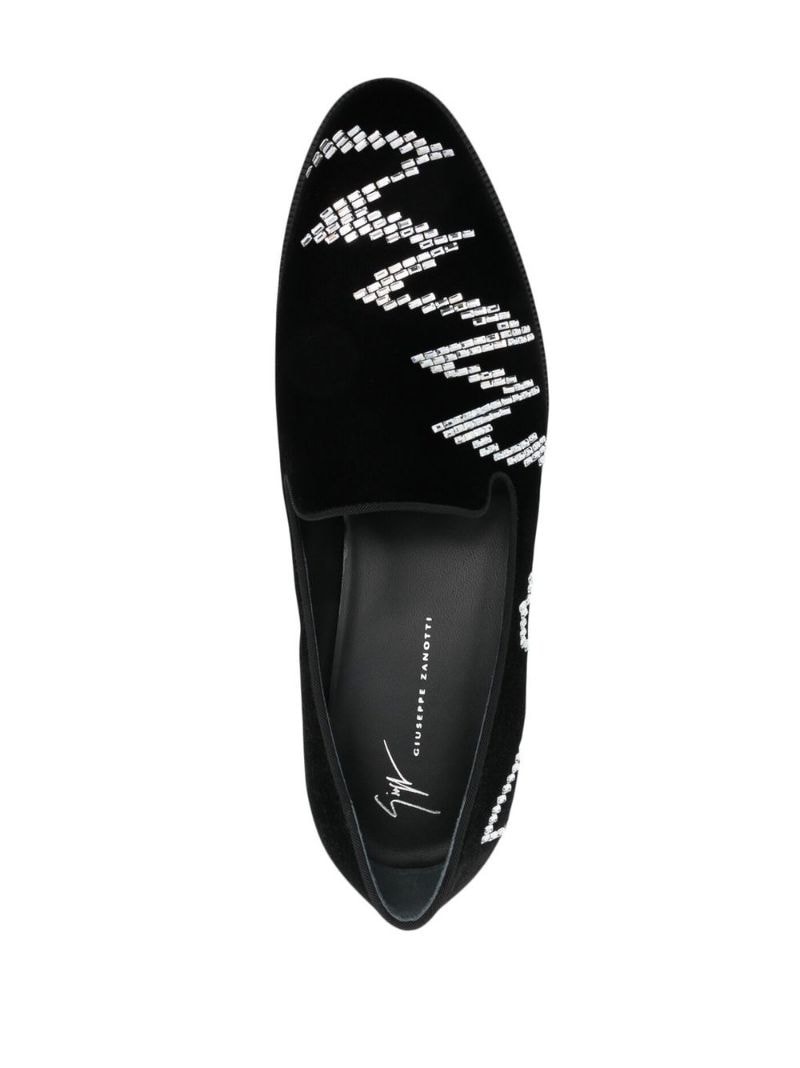 crystal-embellished velvet loafers - 5