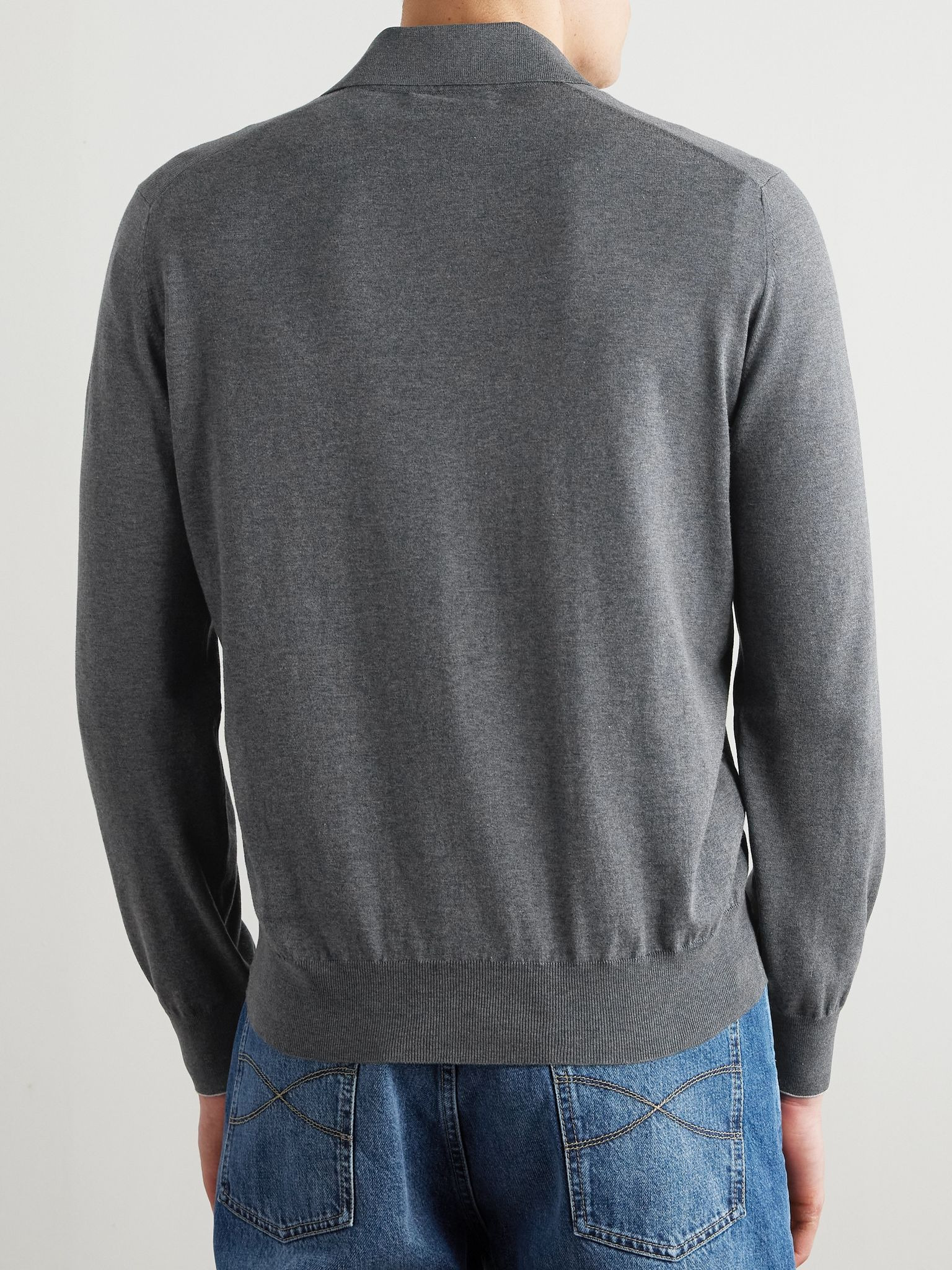 Cotton Polo Shirt Gray - 4