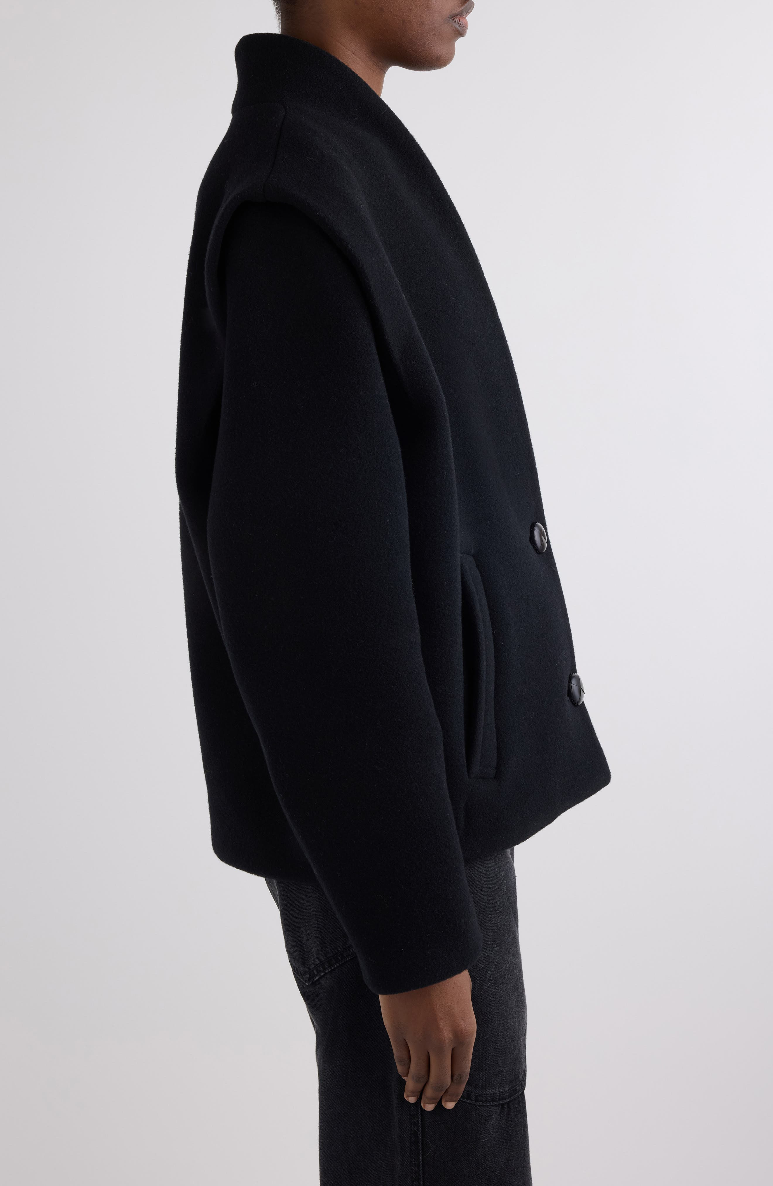 Isabel Marant Dyogo Wool Blend Felt Jacket in Black at Nordstrom - 4