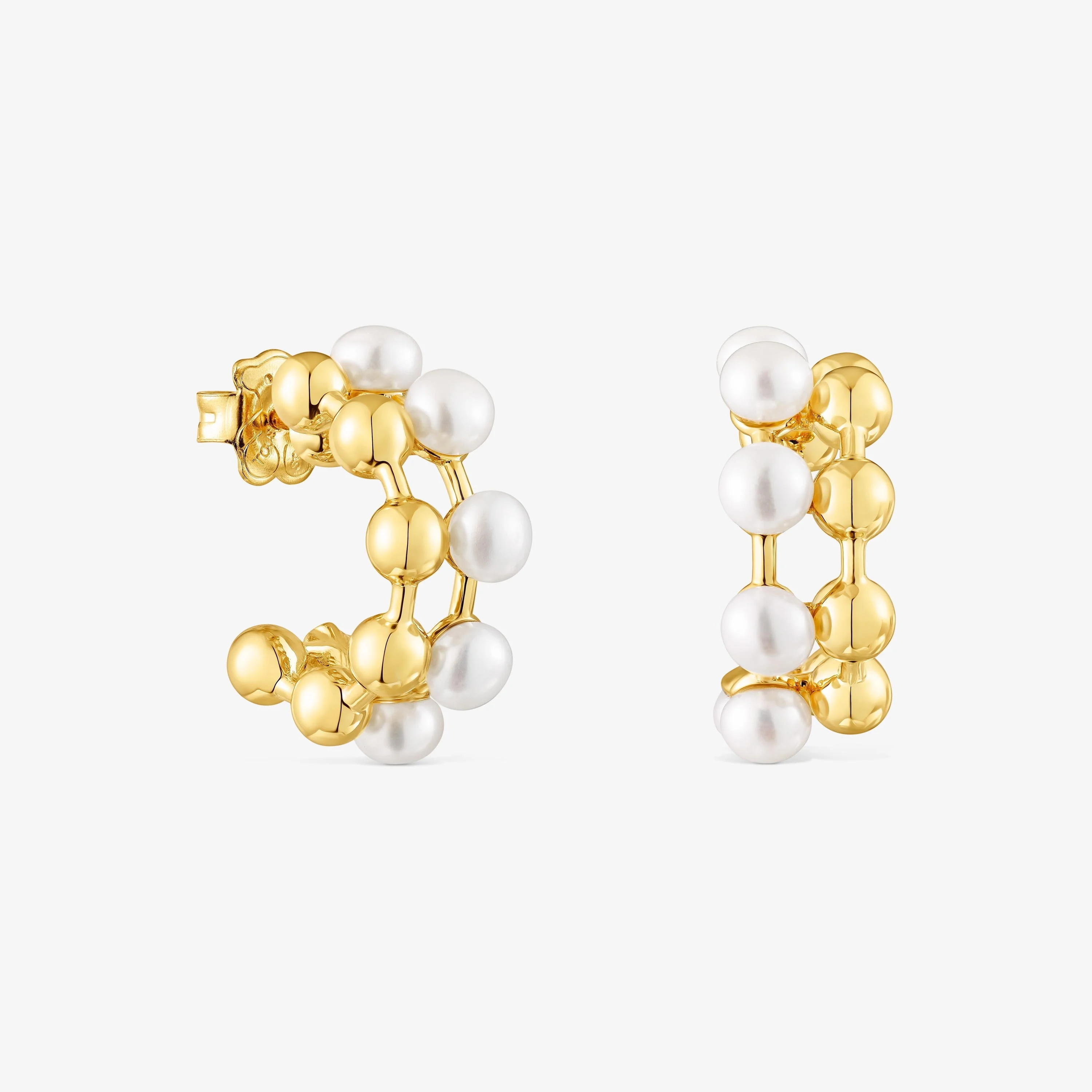 Silver vermeil Gloss Double earrings with cultured pearls - 1
