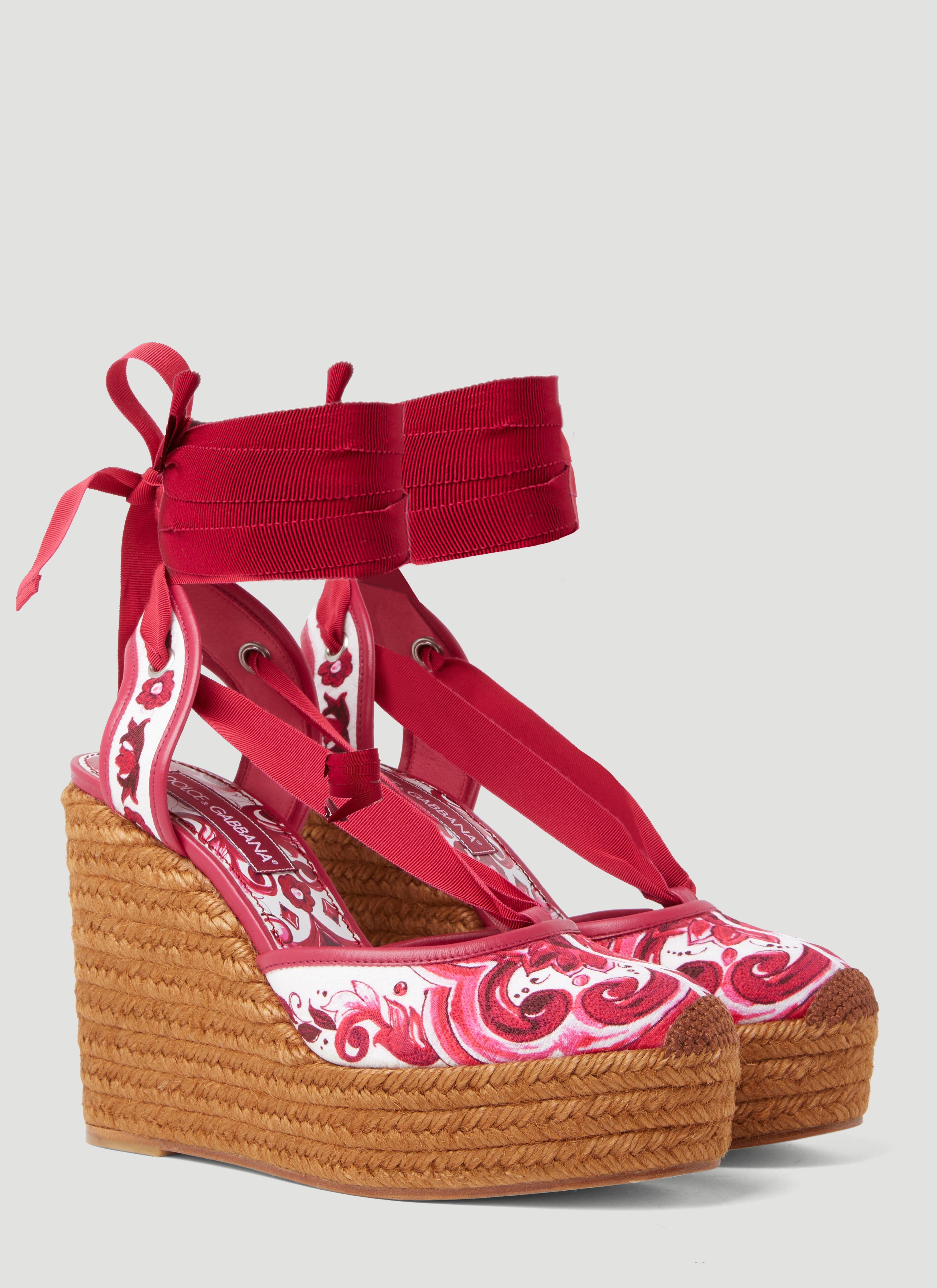 Dolce & Gabbana Women Printed Brocade Wedge Sandals - 2
