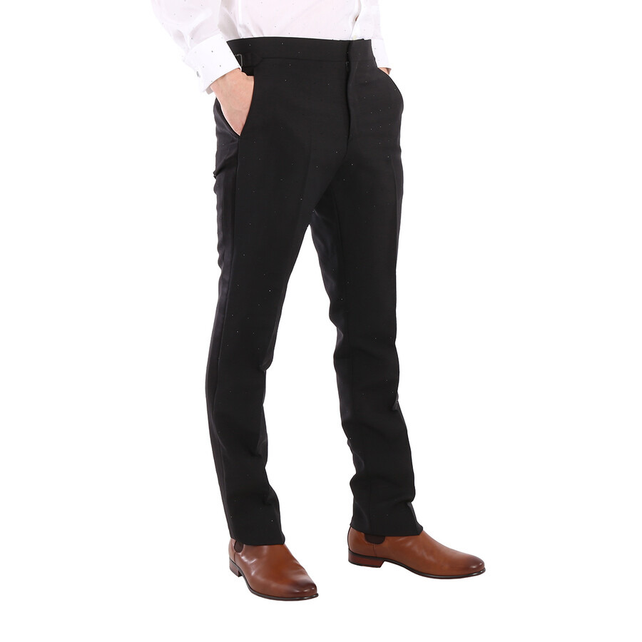 Open Box - Burberry Men's Black Embellished Mohair Wool Classic Fit Tailored Trousers, Brand Size 52 - 4