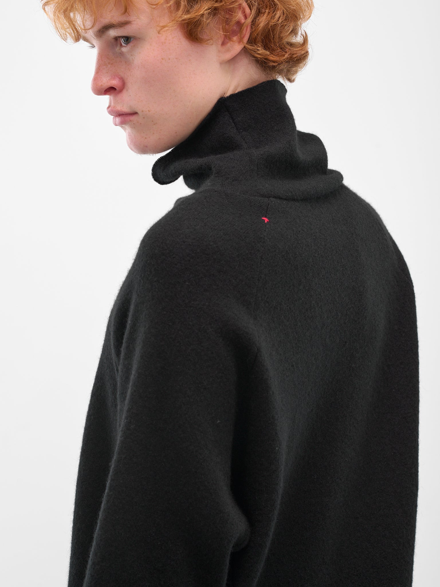Black Alpaca Raglan Turtleneck Sweater - 5