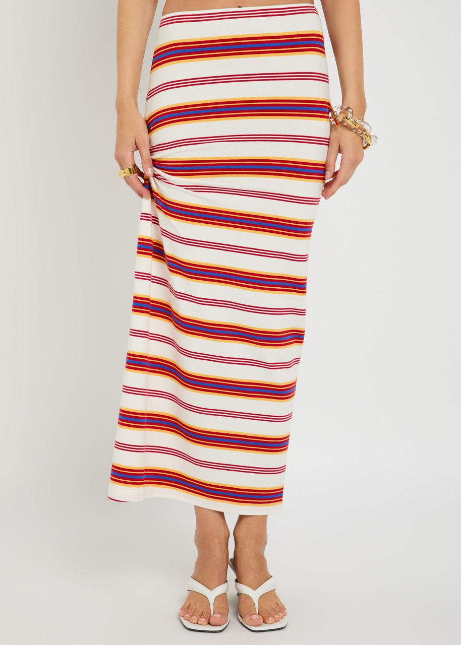 Rabanne Jupe Striped Stretch-cotton Midi Skirt - 2