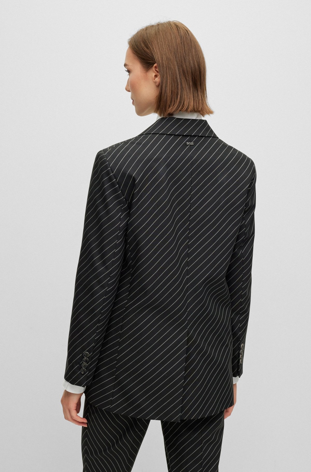 OVERSIZE-FIT JACKET IN STRIPED STRETCH WOOL - 4