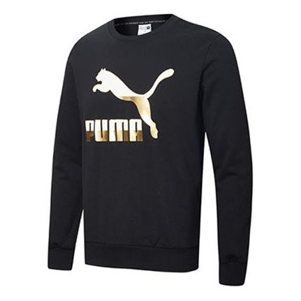 PUMA Classics Casual Printing Round Neck Black Gold Color 'Black Gold' 599296-51 - 1