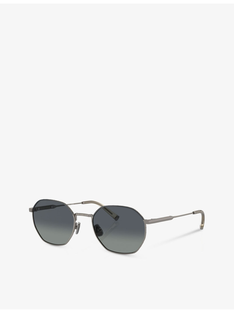 Brunello Cucinelli BC2003ST Irregular-Frame Titanium Sunglasses outlook