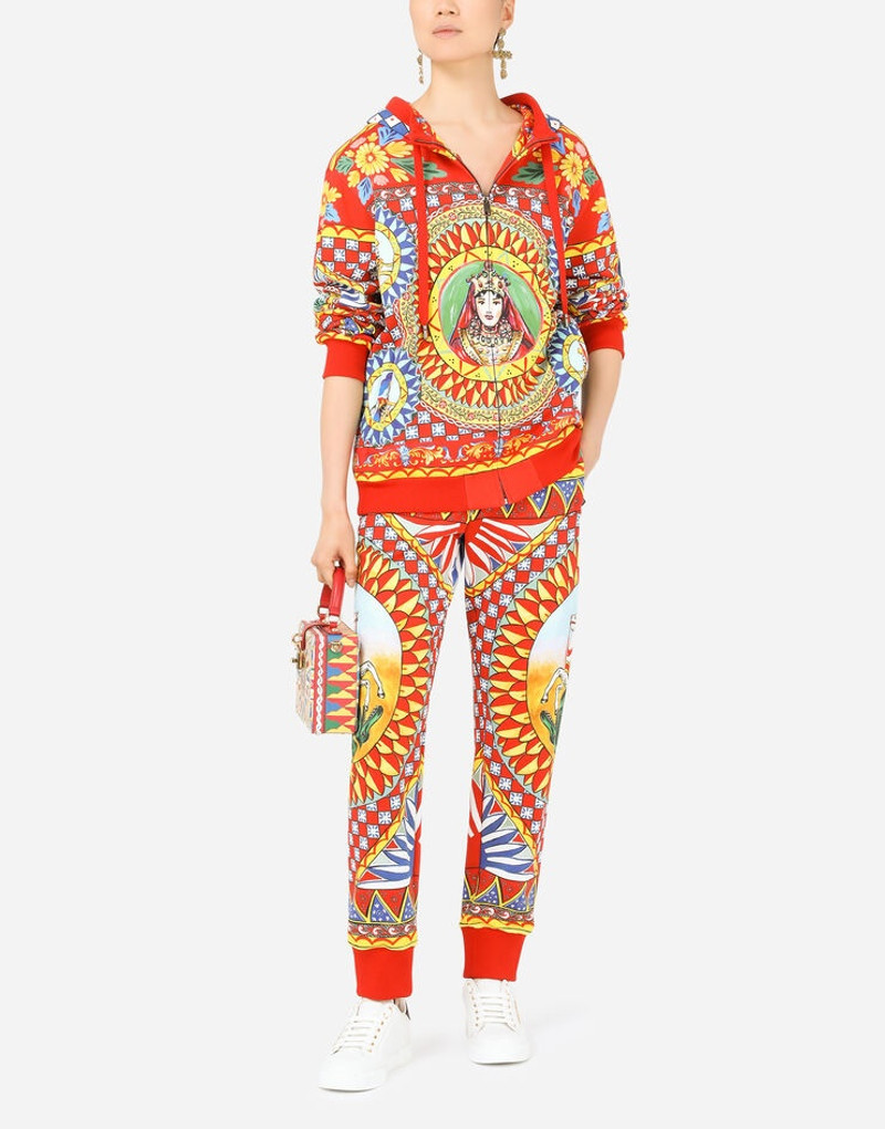 Carretto-print jersey jogging pants 6