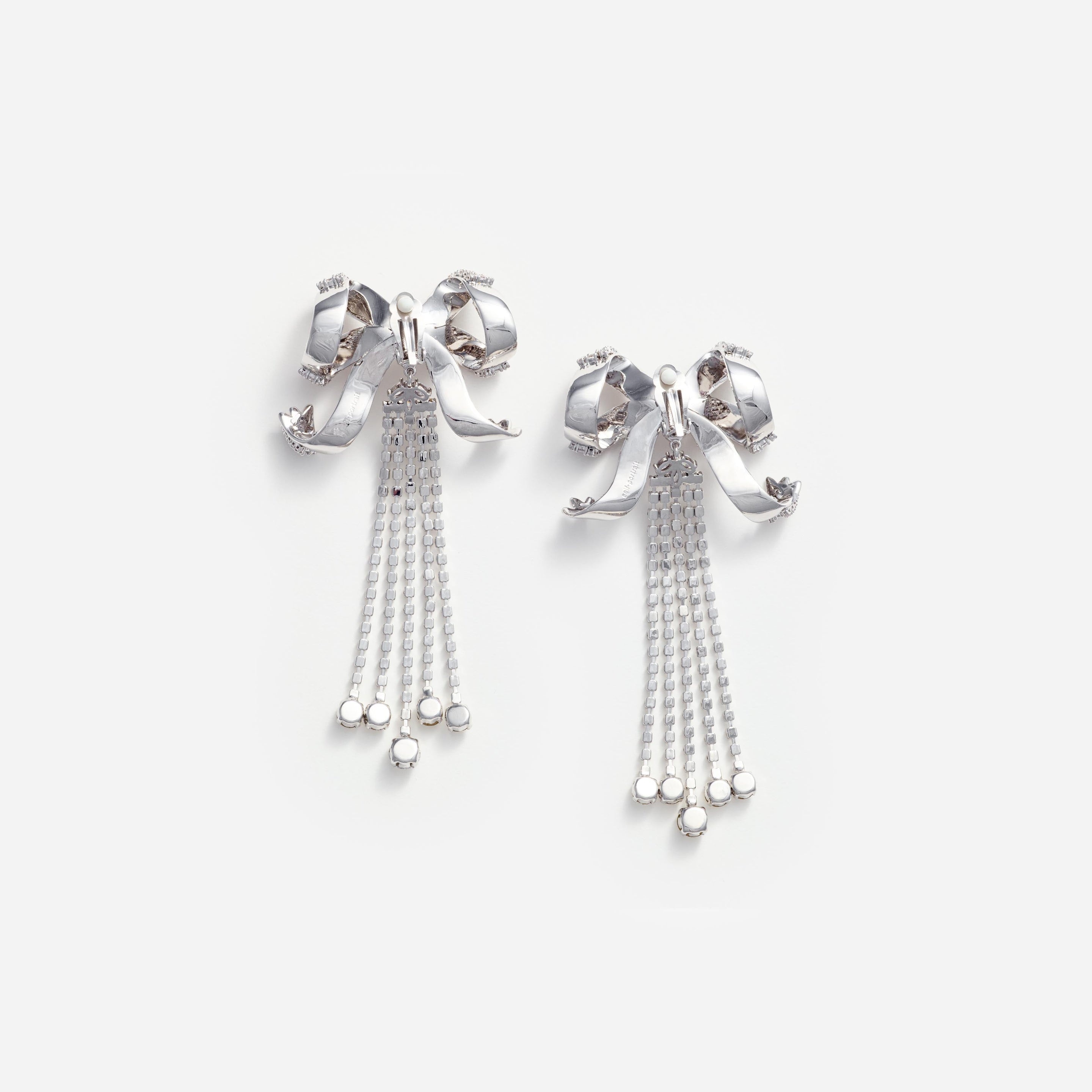 Large Crystal Bow Droplet Earrings - 2