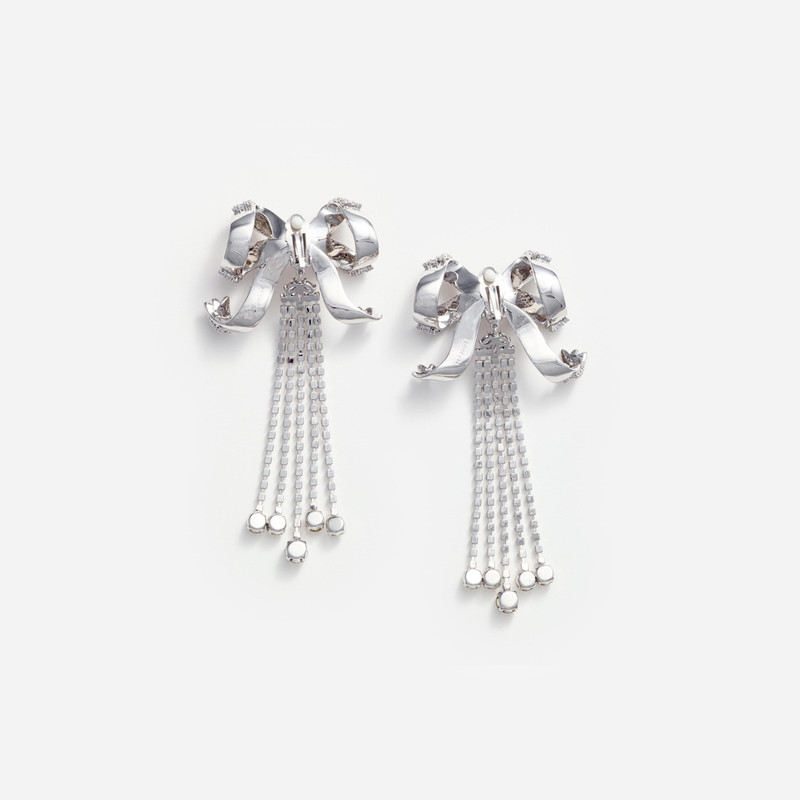 self-portrait Large Crystal Bow Droplet Earrings outlook