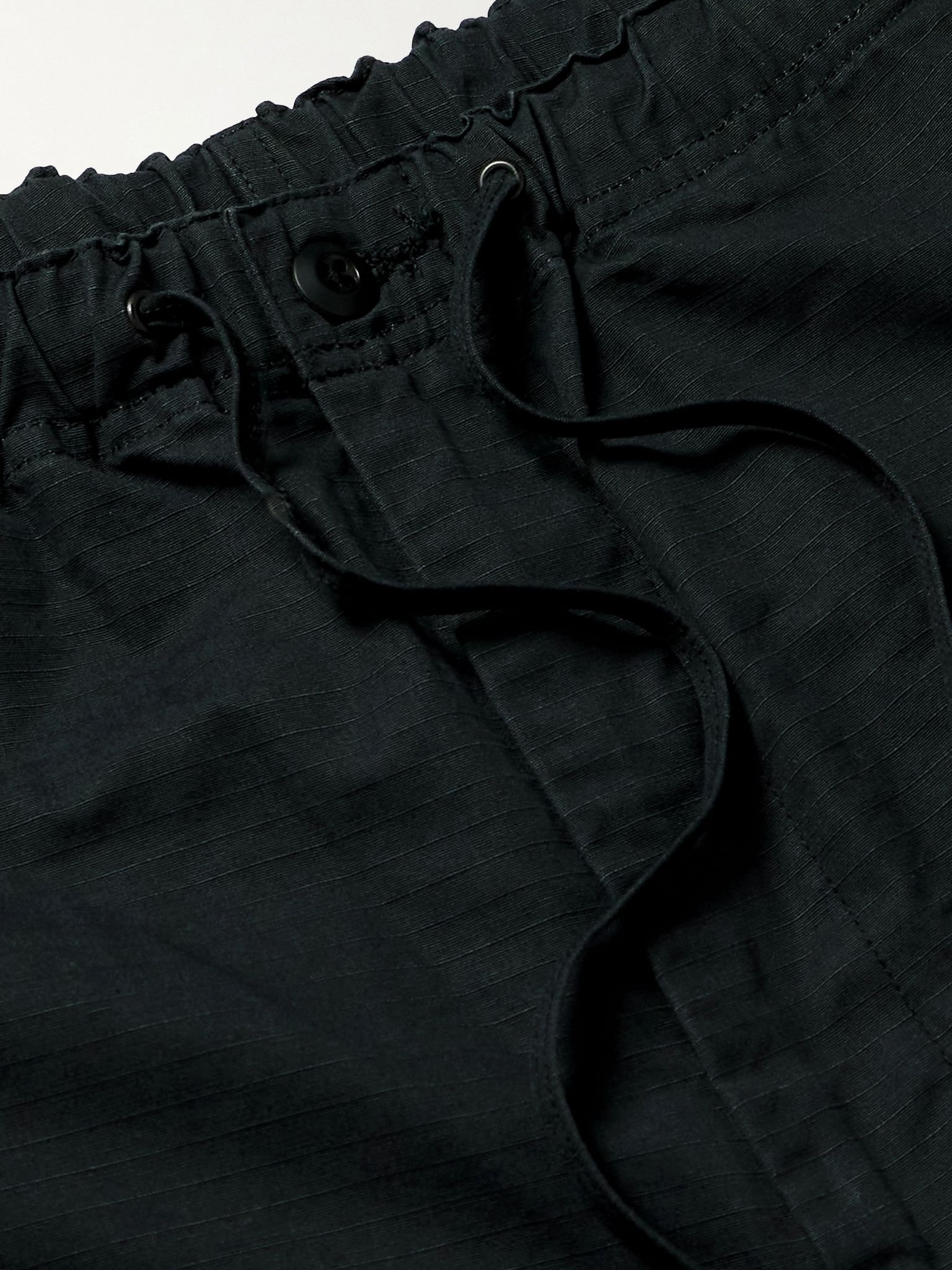 New Yorker Straight-Leg Cotton-Ripstop Drawstring Shorts Black - 4