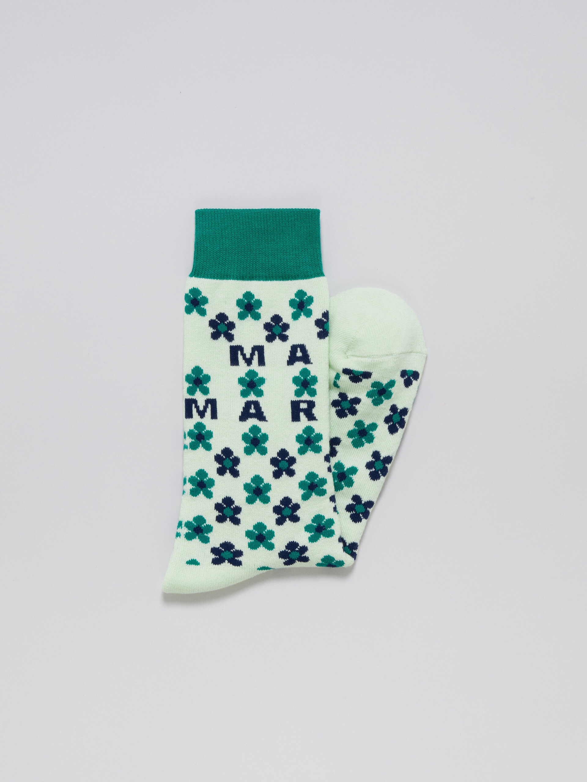LIGHT GREEN MICRO-FLOWER JACQUARD SOCKS - 2