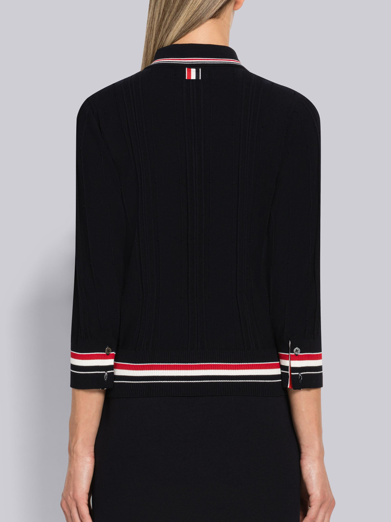 High Twist Cotton Cricket Stripe Polo Cardigan 3
