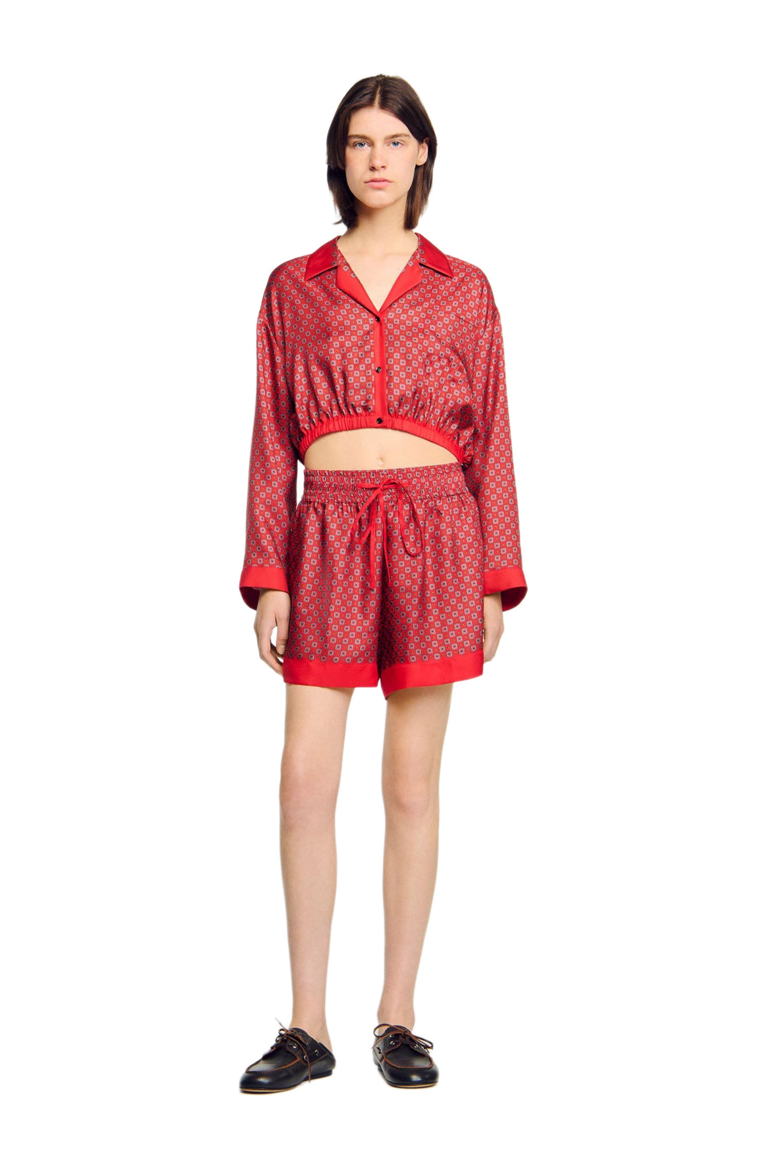 SANDRO Scarf print shorts in Red /Pink at Nordstrom - 1