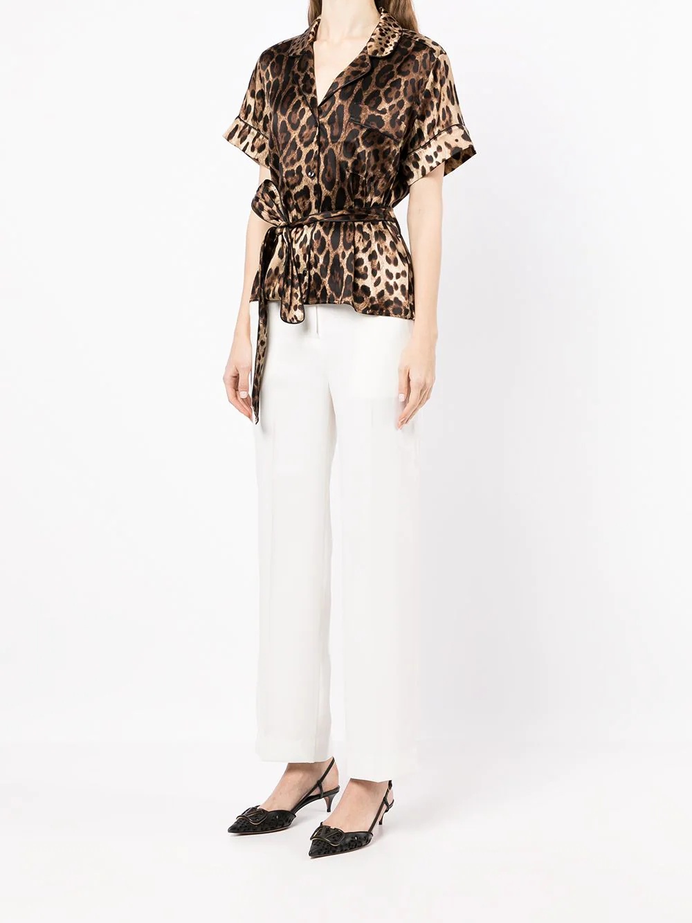 leopard-print tie-waist shirt - 3