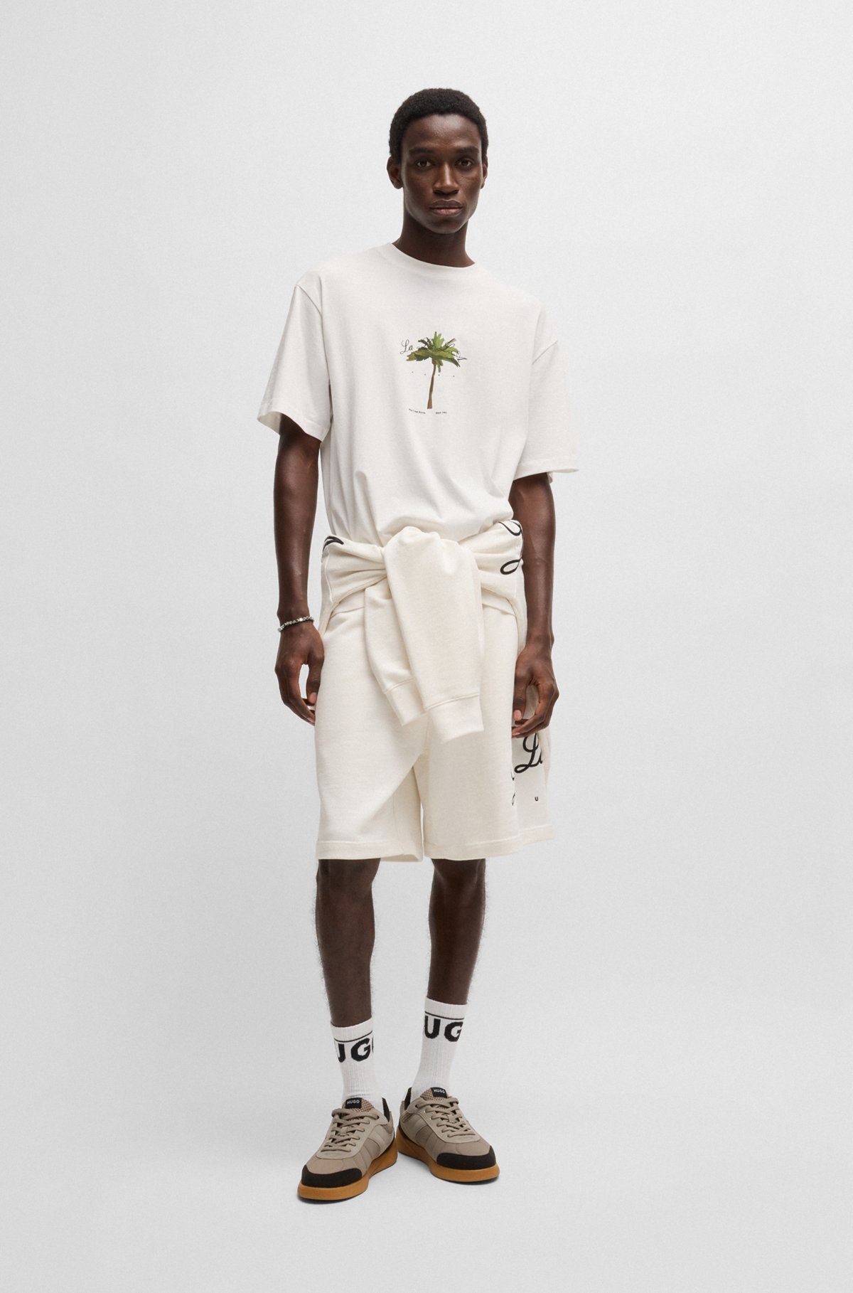 COTTON-JERSEY T-SHIRT WITH PALM-TREE PRINT - 4