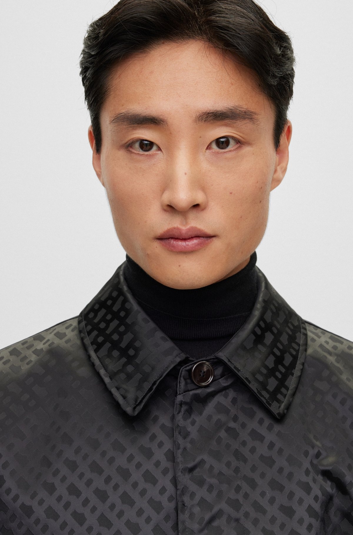 COATED-JACQUARD COAT WITH CONCEALED PLACKET AND COTTON LINING - 3