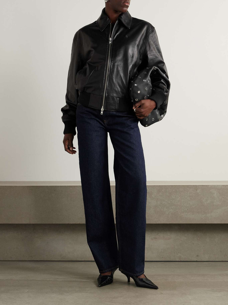 CHRISTOPHER ESBER Embellished leather bomber jacket Black outlook