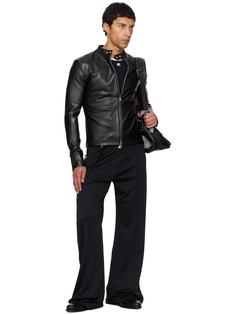 courrèges Black Zipped Biker Faux-Leather Jacket outlook