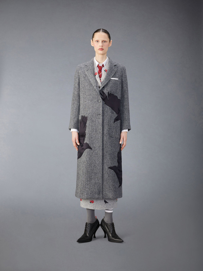 Herringbon Harris Raven Elongated Sack Overcoat 1