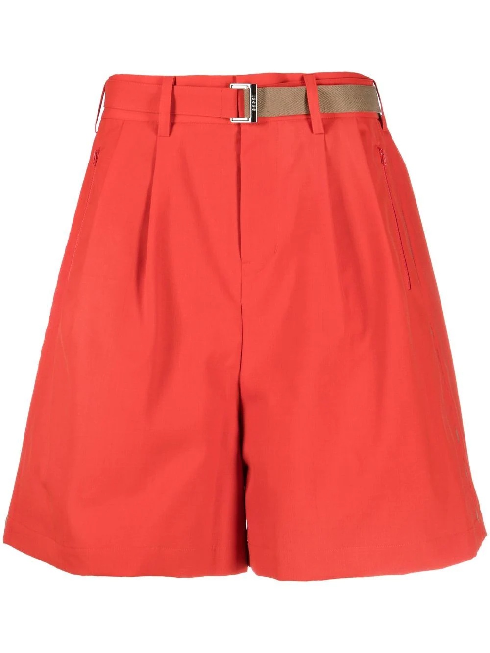 belted-waist knee-length shorts - 1