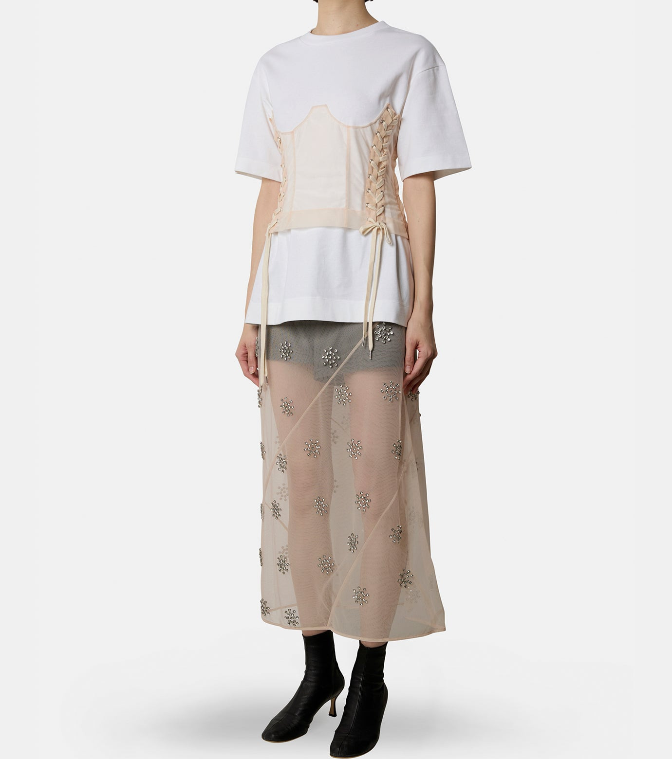 Boxy T-shirt w/Corset Detail - 4