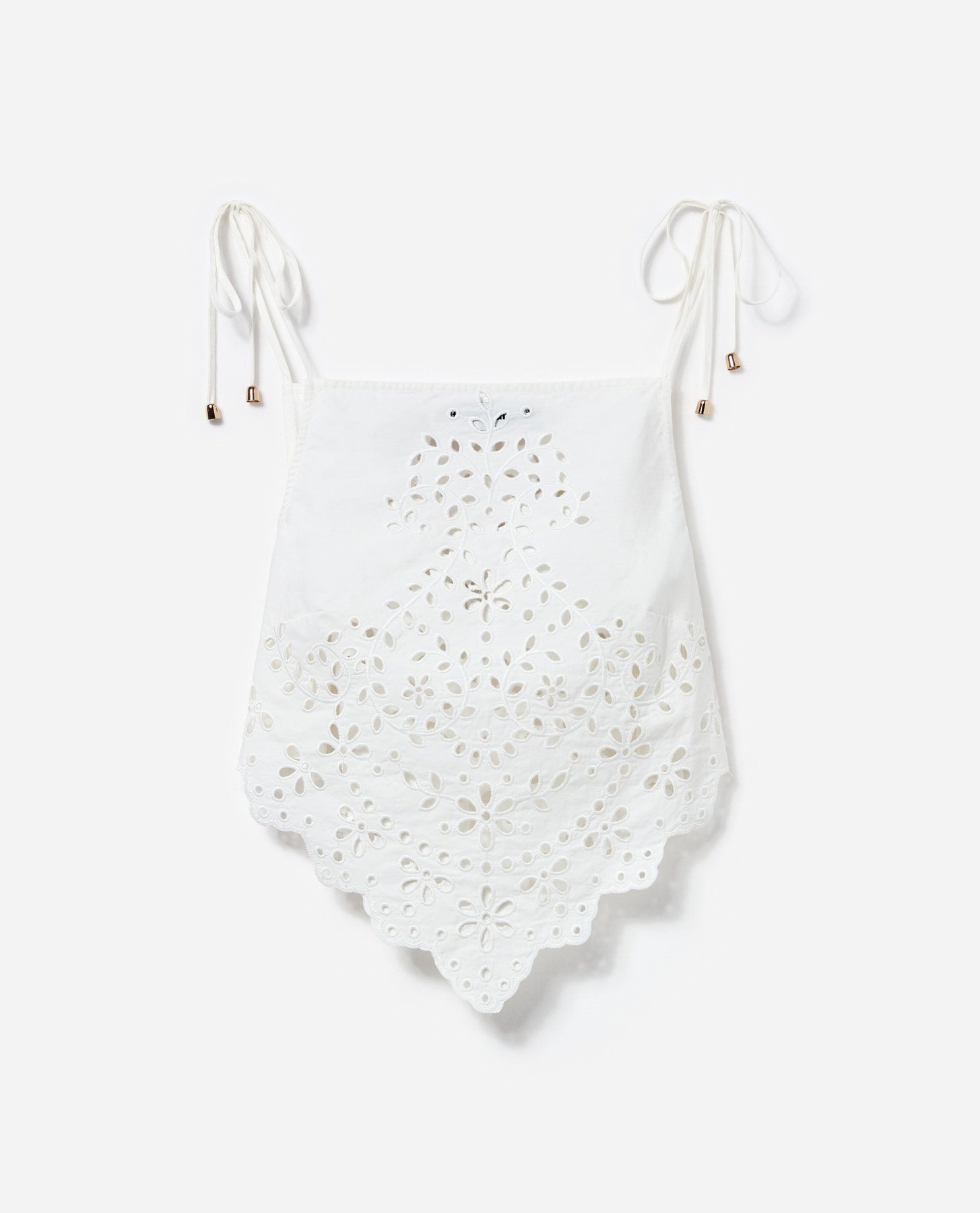 White Cotton Embroidered Top - 6