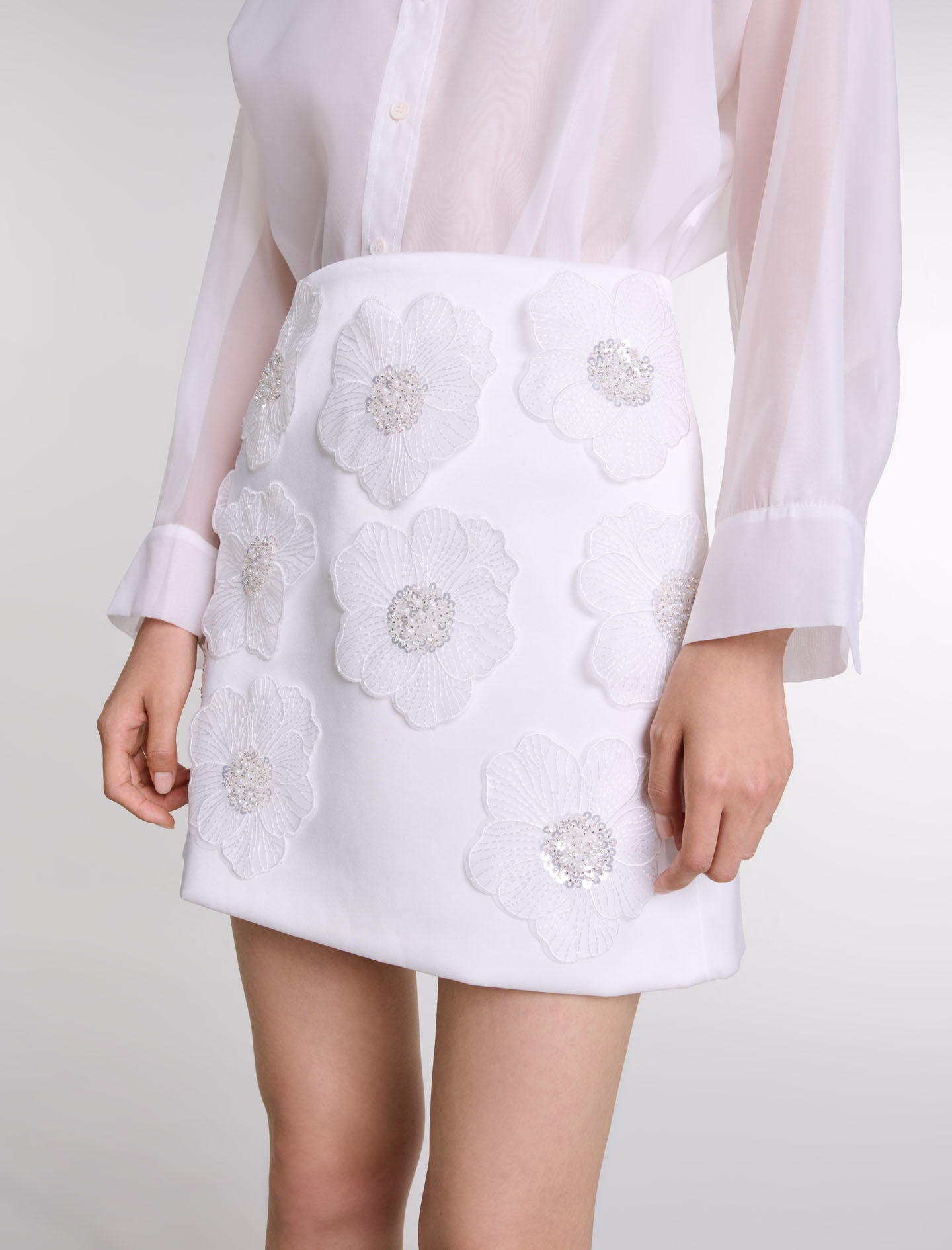 Beaded satin floral skirt - 6