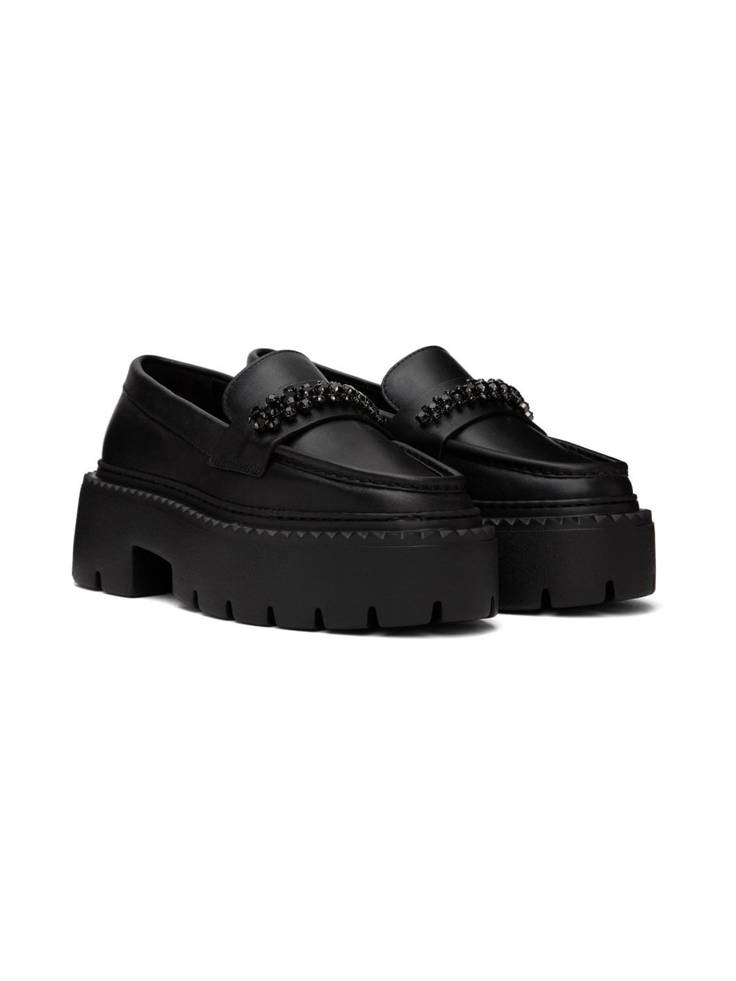 新品 JIMMY CHOO BRYER FLAT JIMMY CHOO Black Bryer Flat Loafers | ssense | REVERSIBLE