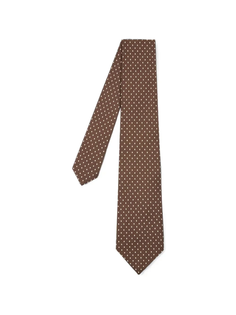 BROWN SILK PIN DOT TIE - 1