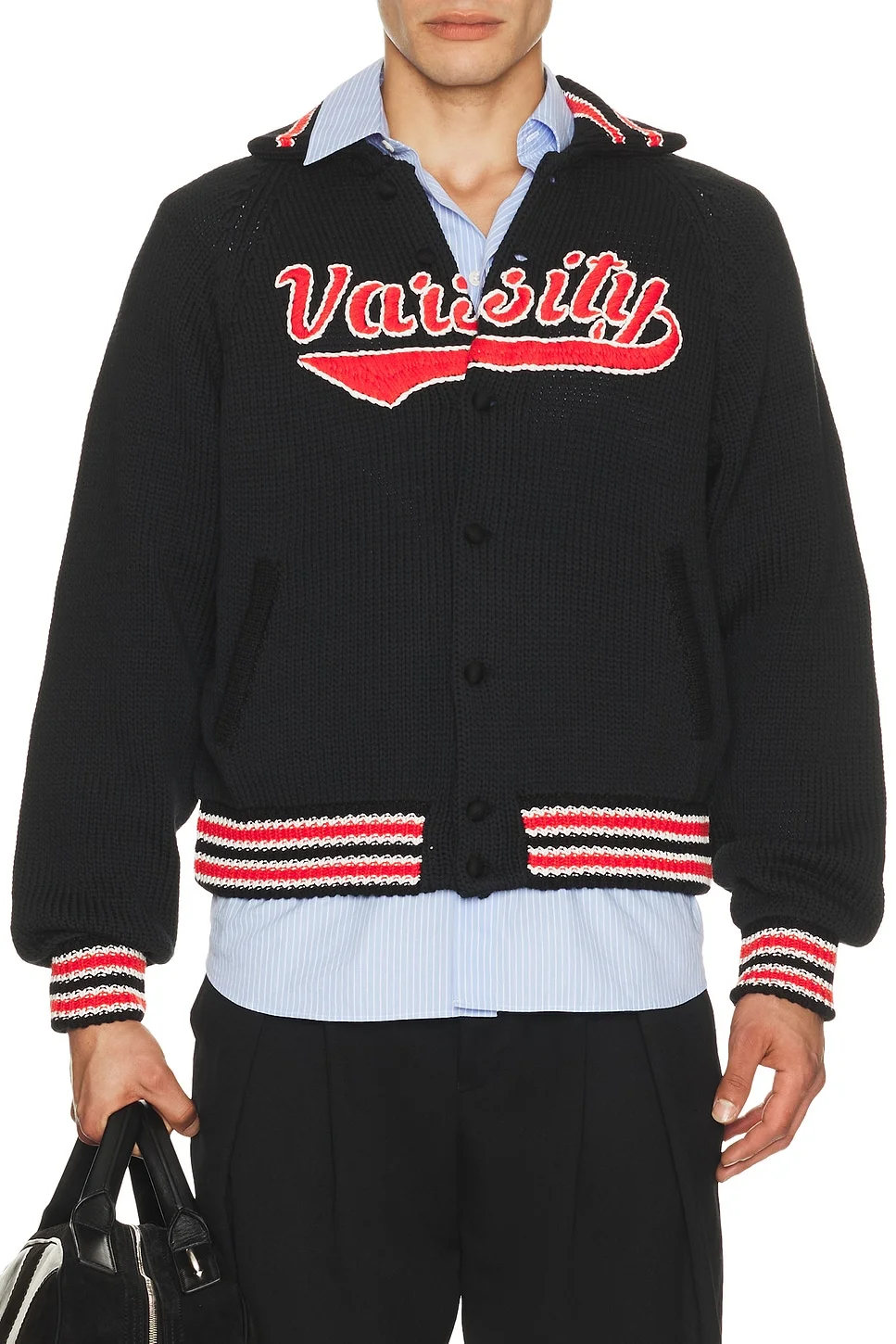 Knitted Varsity Jacket - 1