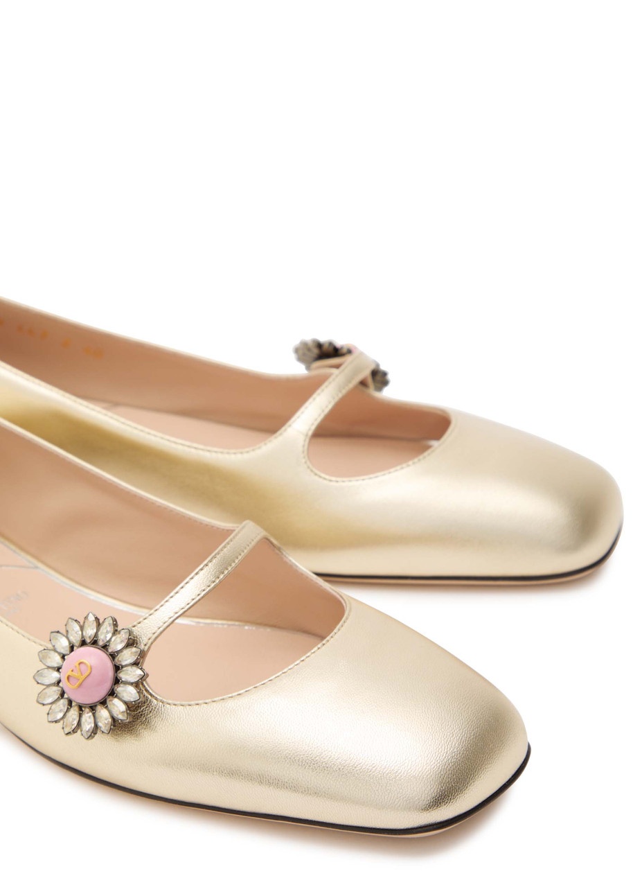 Valentino Mary Jane Metallic Leather Ballet Flats - 3