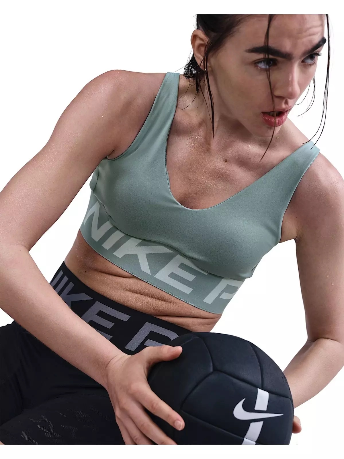 Women's Pro Indy Plunge Medium-Support Padded Sports Bra -Green - 3
