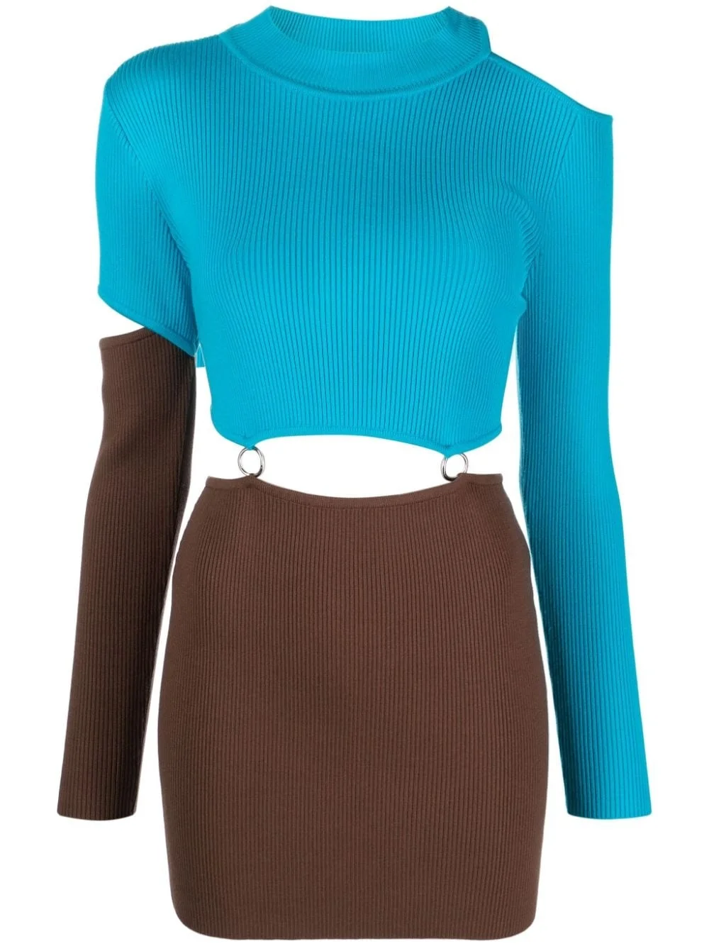 cut-out two-tone dress - 1