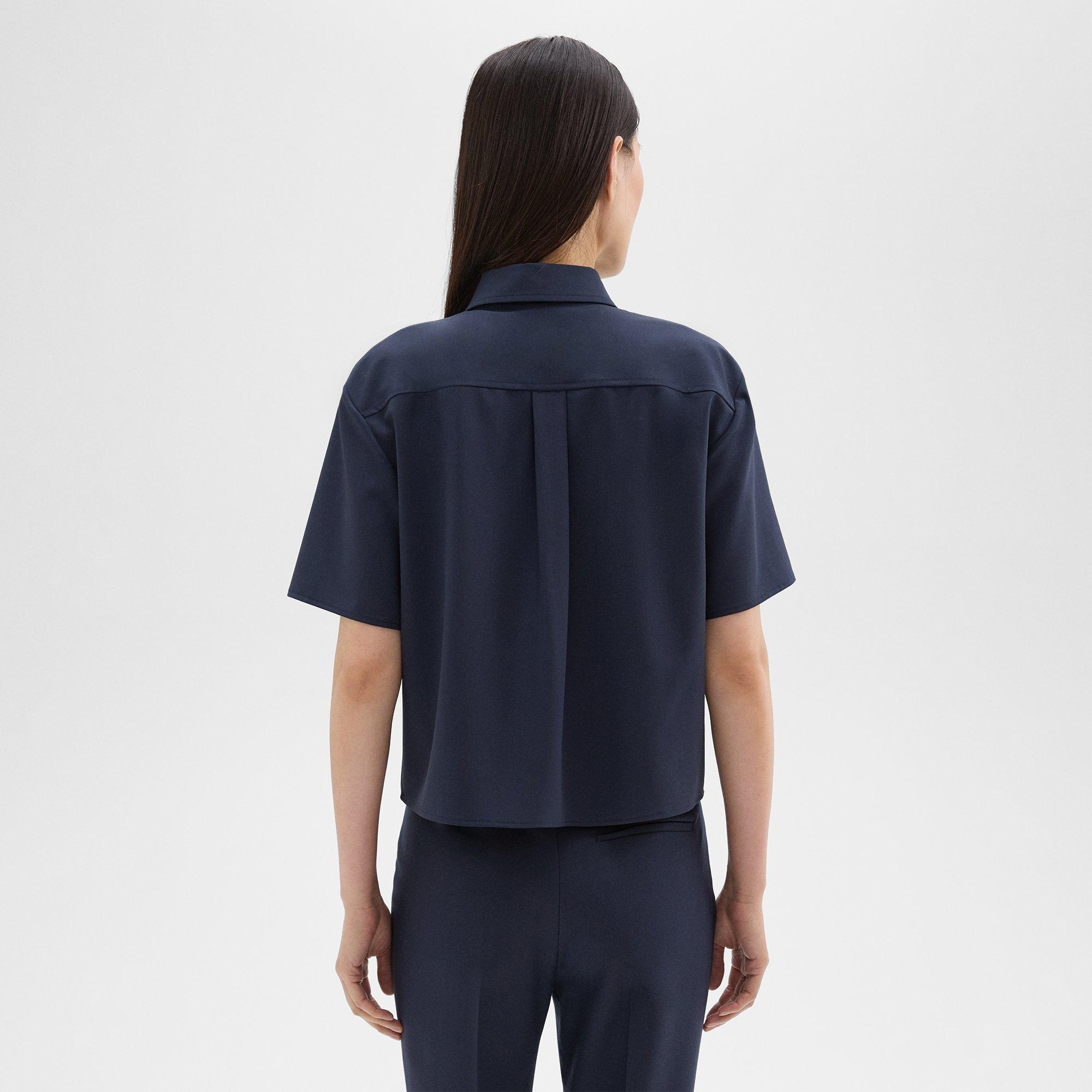 Cropped Short-Sleeve Shirt in Good Wool - 4