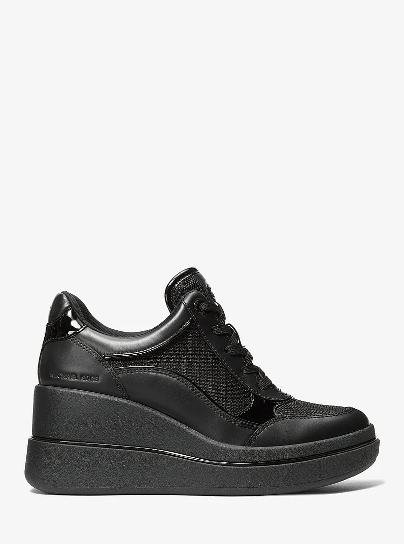 Emmy Leather and Mesh Wedge Trainer - 1