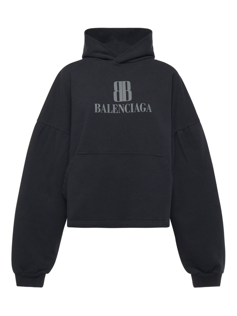 logo-plaque cotton hoodie 1